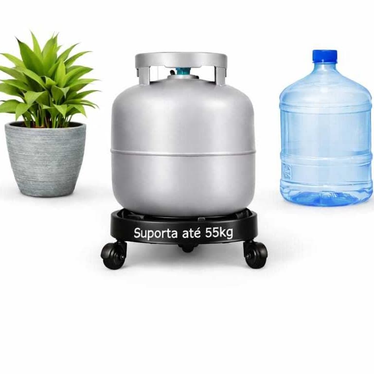 Suporte Para Botijão de Gás Bujão Butijão Vasos Plantas Galão de Água Com Rodinhas Suporta 55kg