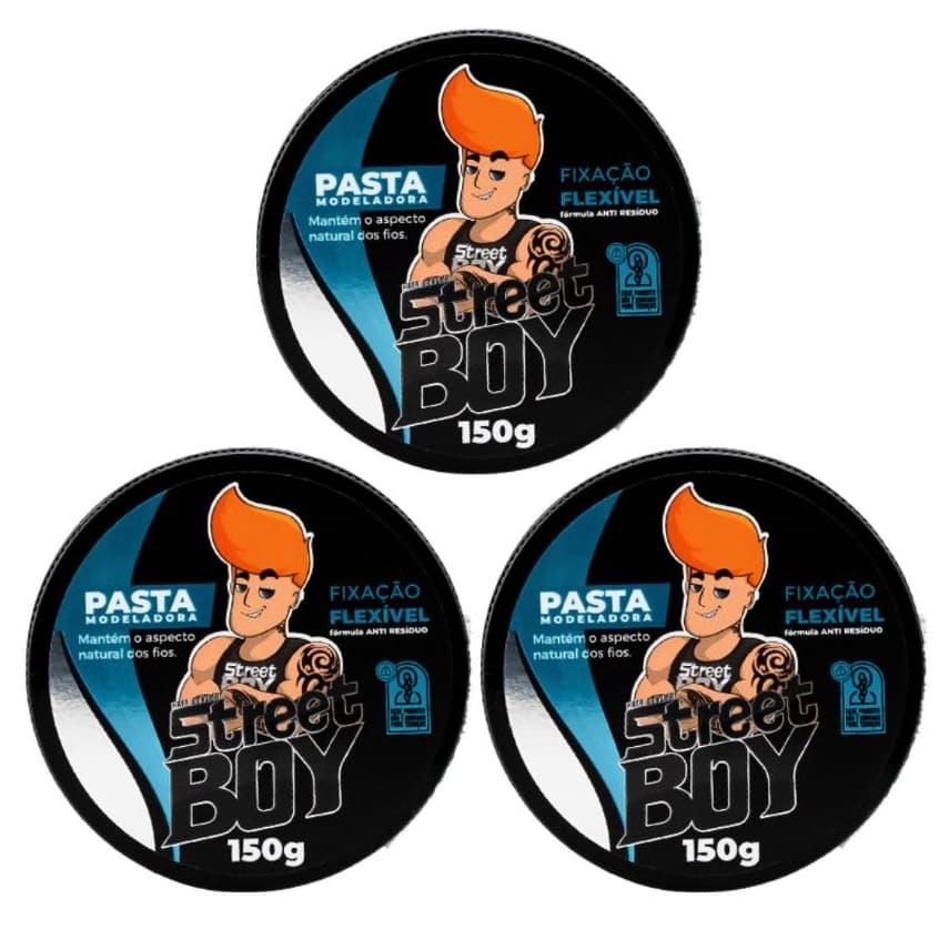 Pasta Modeladora Street Boy Incolor 150g Fixação Forte – 1, 3 ou 6 Unidades