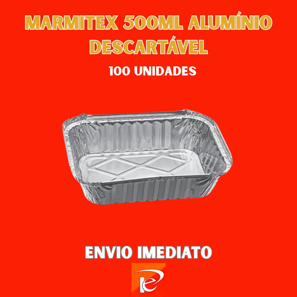 100 Marmitex 500ml Alumínio Descartável Bandeja Thermoprat Festa Lanche Entrega Refeição