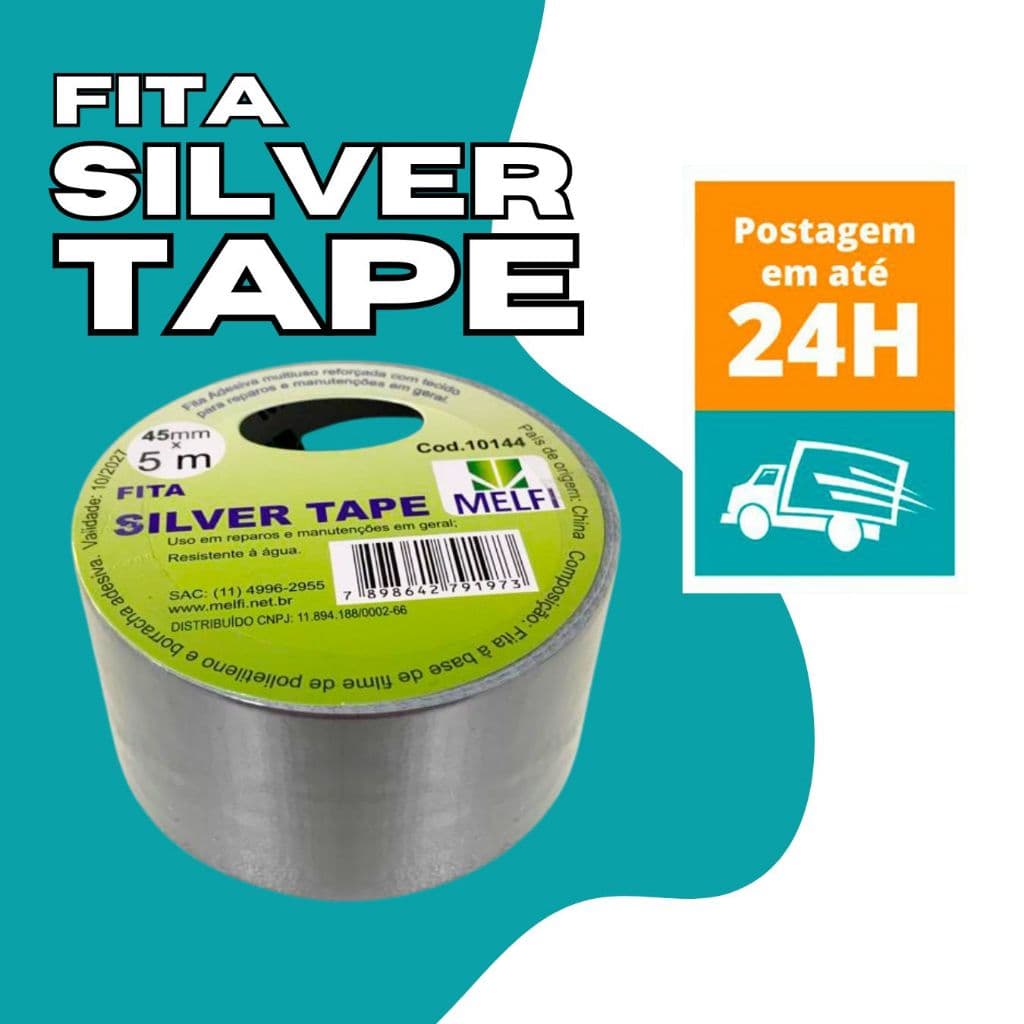 Fita Silver Tape Adesiva Multiuso Rolo 5 Metros X 45mm Resistente À Prova D'agua Cinza