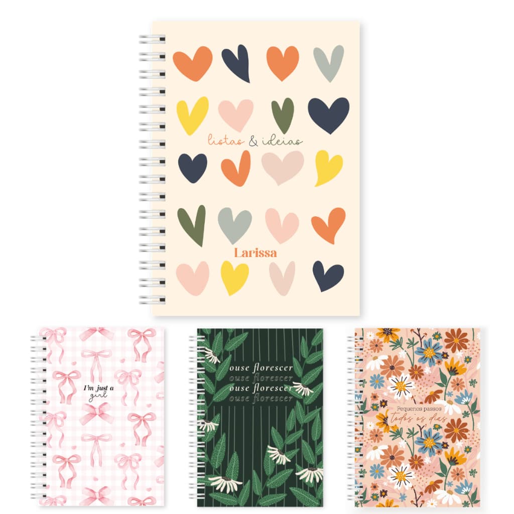 Caderno A5 100 Folhas Personalizado Com Nome Removíveis Inteligente Capa Dura Anotações Estudo