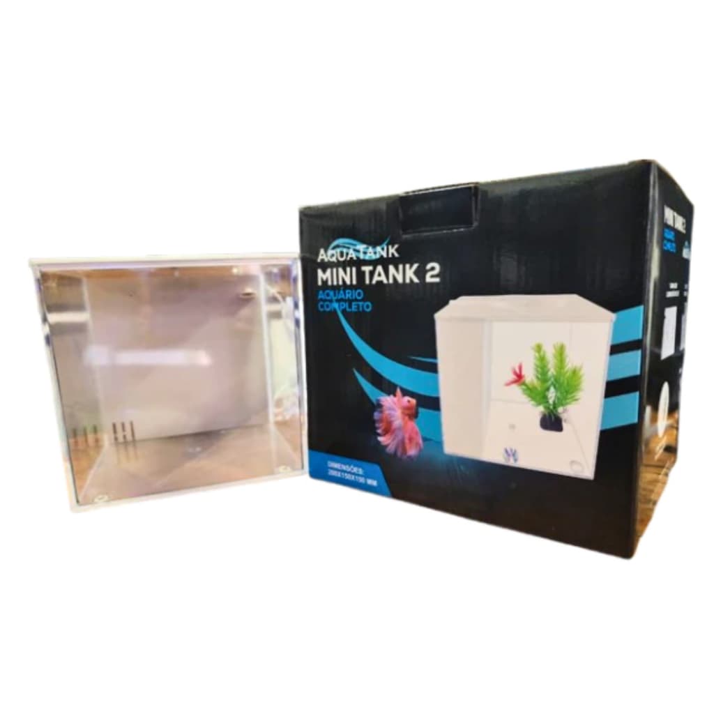 AQUÁRIO COMPLETO MINI TANK 2 DE 4,5 LITROS COM FILTRO E ILUMINAÇÃO IDEAL PARA PEIXE BETTA OU CAMARÕES