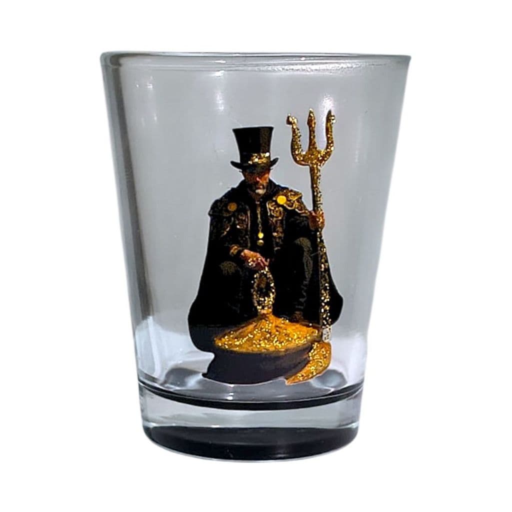 Copo Dose Exu do Outro Detalhes Dourado Umbanda Candombléa