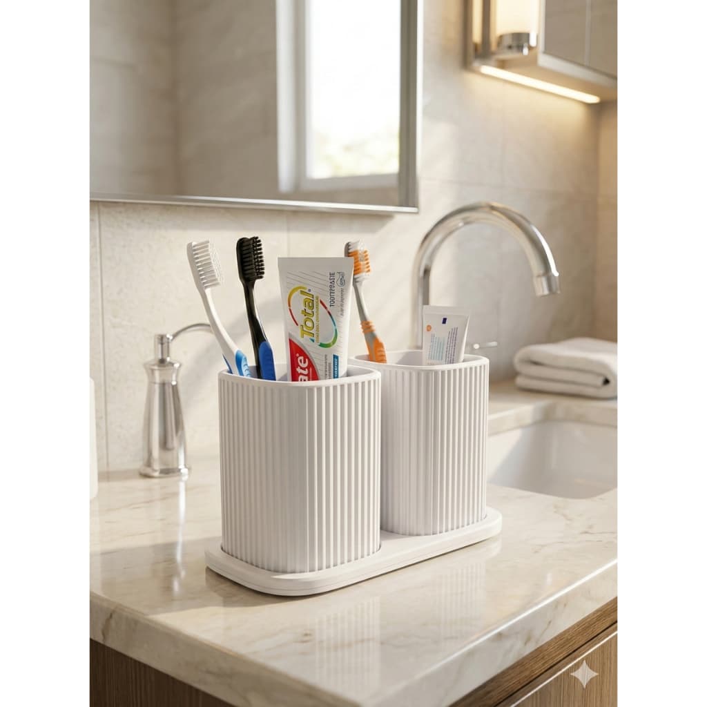 Conjunto Porta Escova de Dentes Moderno Luxuoso Pia Banheiro