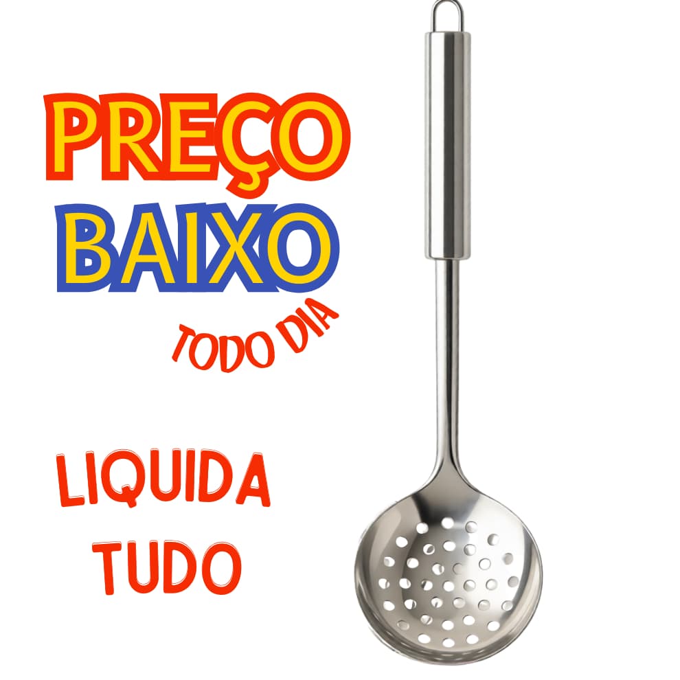 Escumadeira Aço Inox 32 Cm Qualidade Durável Resistente