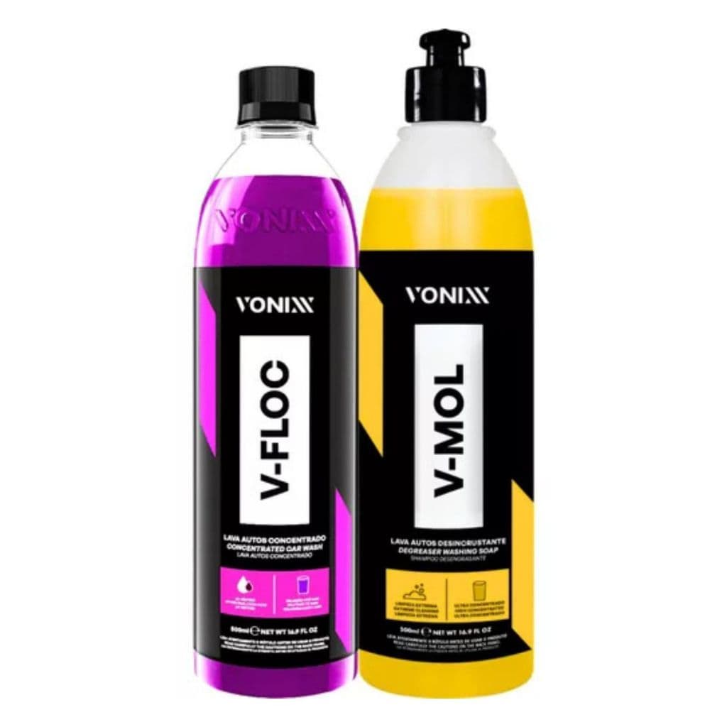 Kit Shampoo Automotivo Esfregação Neutro V-floc e V-mol Vonixx 500 ml