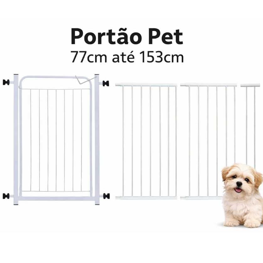 Portão Pet Grade Para Cachorro ( 77CM até 153CM )  + Extensores Proteção Cercado Para Cachorro