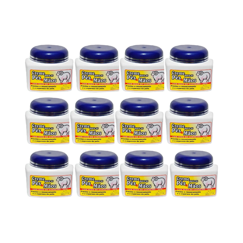 Creme Para Mãos e Pés Com Sebo de Carneiro 240g com 12 unidades