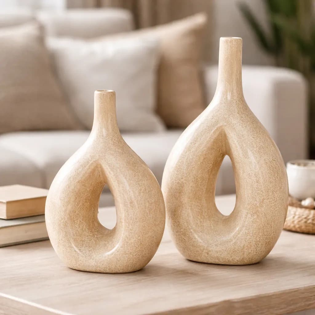 Conjunto 2 Vasos Marmorizados Decoração Moderna Para Sala