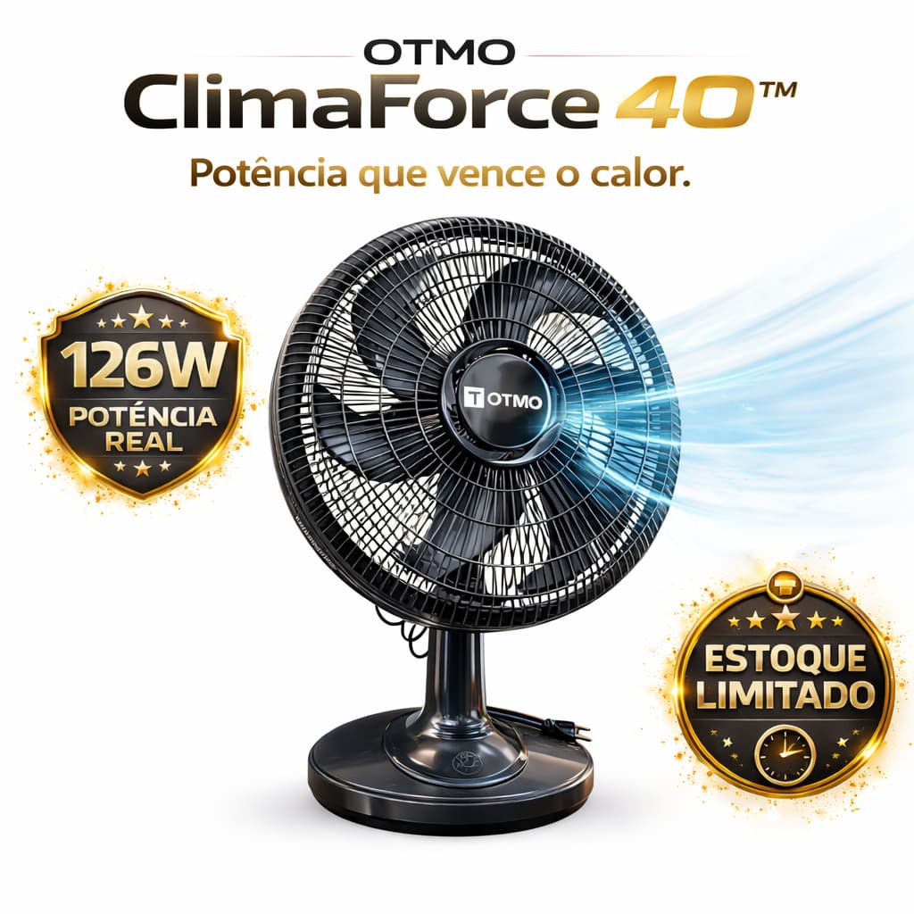 Ventilador de Mesa 40cm 126W OTMO 110V Potente e Silencioso – ClimaForce 40™