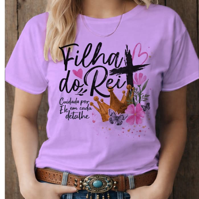 blusa camiseta feminina filha do REI coroa, t shirt evangélica católica Jesus cristo religiosa gospel plus size