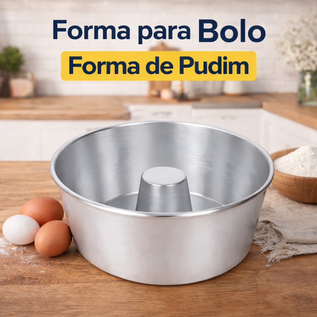 Forma para Pudim Grande Assadeira Redonda com tubo Nº 24 alumínio Resistente