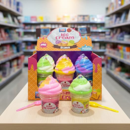 Slime Sorvete Ice Cream KAZ Colorida Cheirosa com Granulado