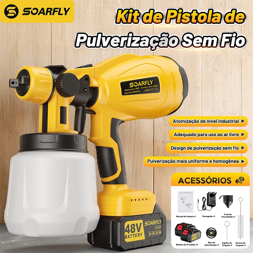 Pistola Elétrica Para Pintura Pulverizador de Tinta com Bico de Metal e Compressor 800w