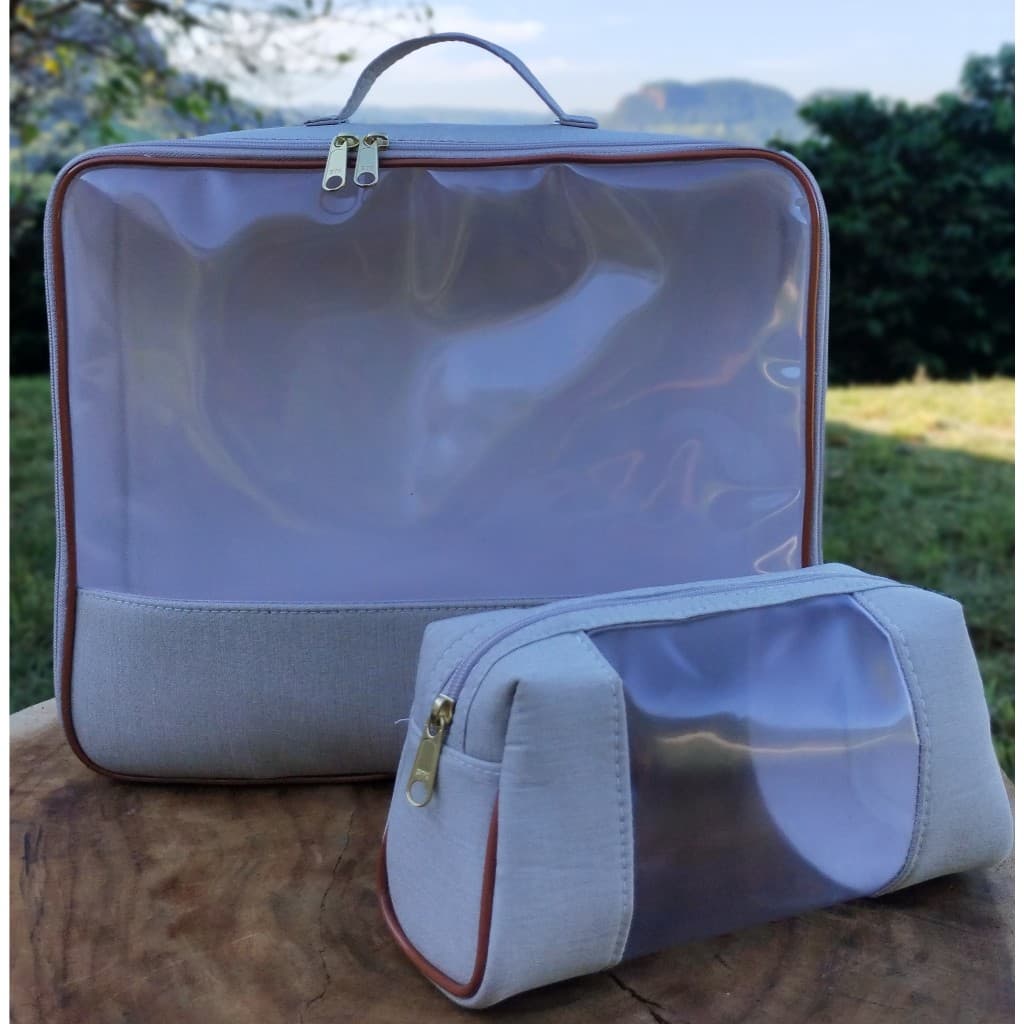 Kit maleta Organizadora com Visor trasparente + Necessaire com visor