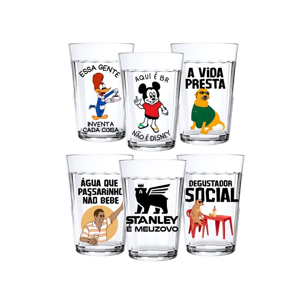 Jogo 6 Copos Americanos Personalizado Frases Engraçadas Brasilidades Cerveja Boteco Presente Meme