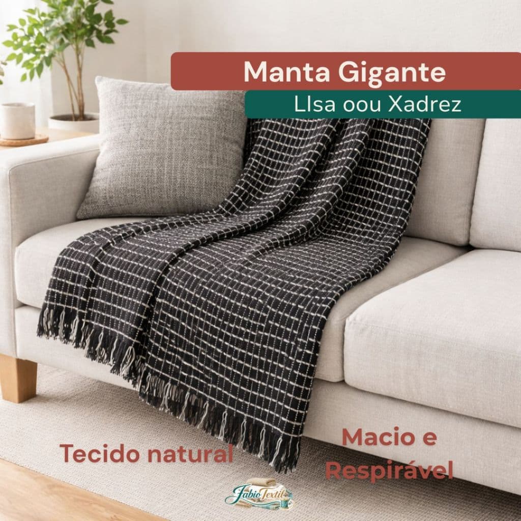 Manta de Algodão Antialérgica para Sofá e Cama - Tamanho Gigante