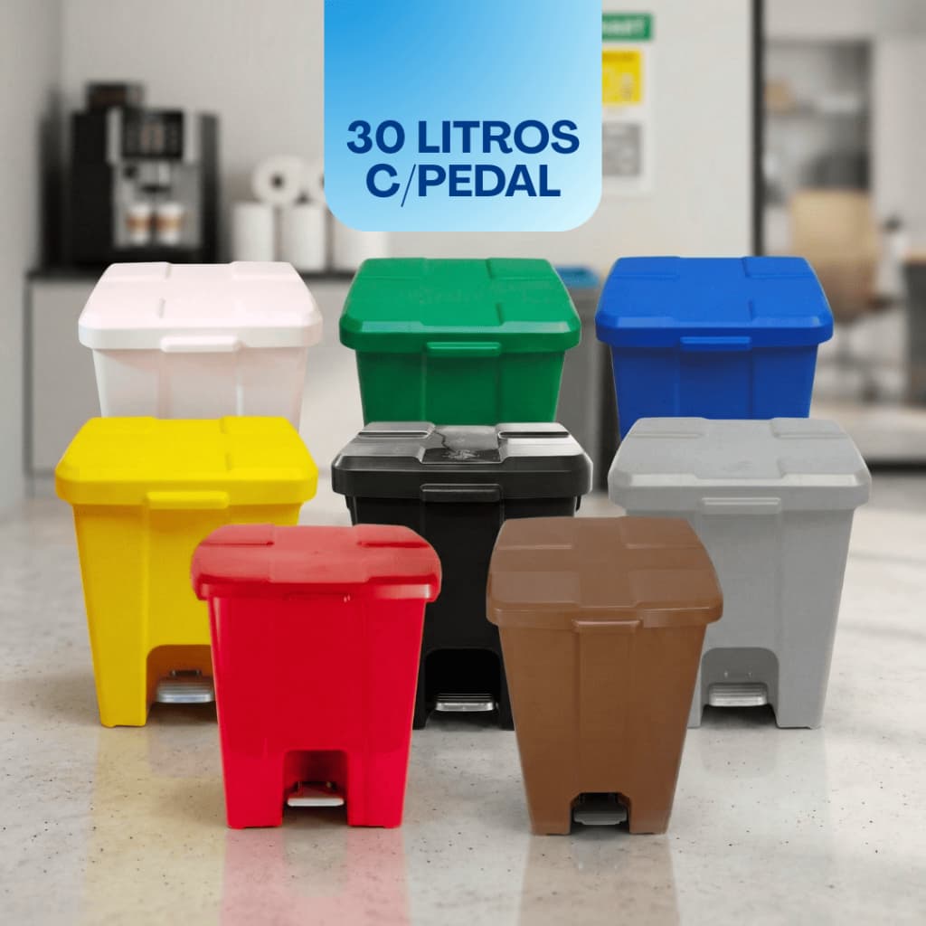 Lixeira Plástica 30 Litros com Pedal – Resistente, Higiênica e Ideal para Casas, Escritórios e Ambientes Comerciais