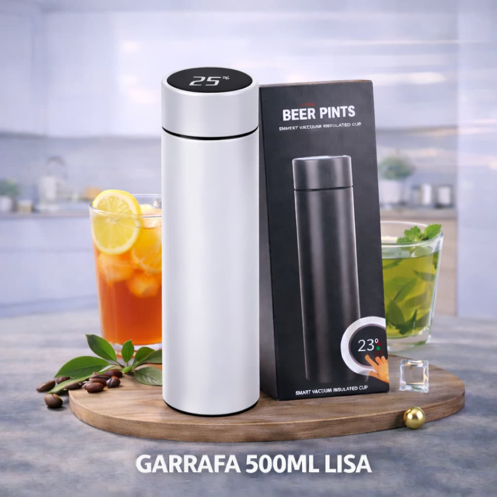 Garrafa Térmica Digital 500ml em Aço Inox – Display LED com Sensor de Temperatura