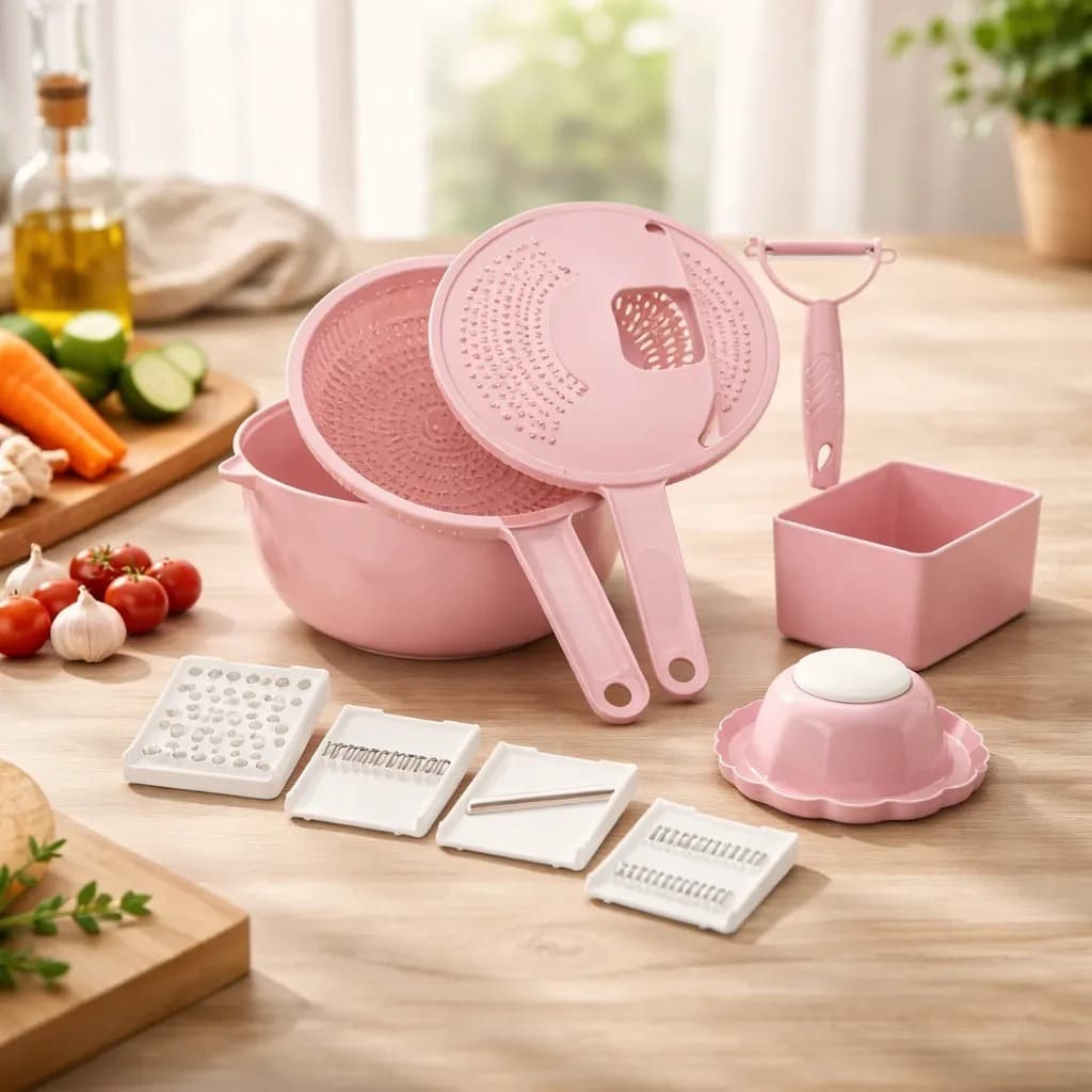 Kit Multifuncional Ralador Fatiador Legumes Vegetais Utensilios Cozinha 12 Pecas Sortido