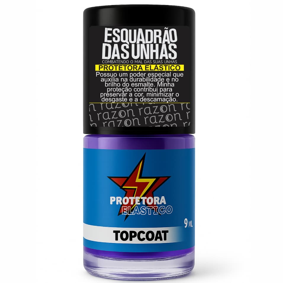 Top Coat Protetora Elastico Transparência Brilho e Intensificação da Cor Esquadrão das Unhas - Razon Cosmeticos