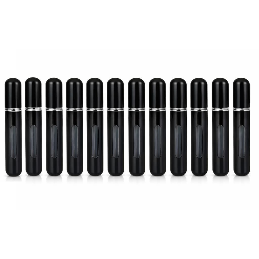 Kit 12 Porta Perfume Preto Recarregável Frasco Mini 5ml Portátil  Bolsa Viagem Bolso Mochila