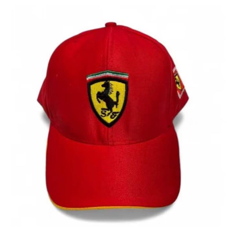boné vermelho Ferrari liso ajustável velcro