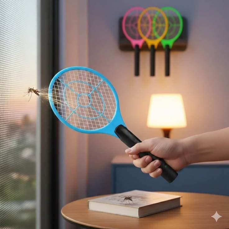 Raquete Elétrica Mata Mosquito Dengue Recarregável USB 4000V Insetos