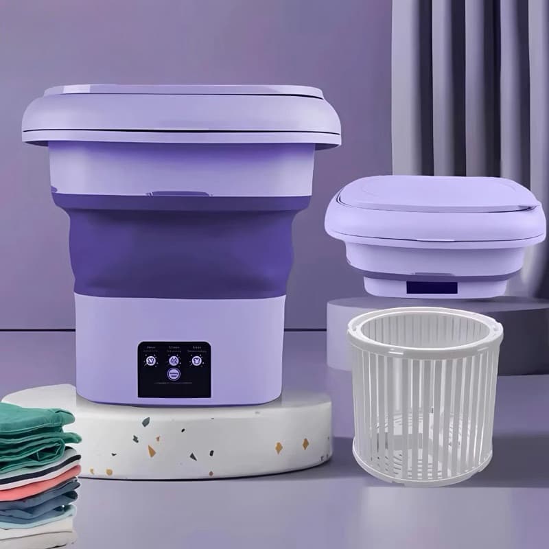 Mini máquina de lavar roupa dobrável portátil moderna automática roupa viagem bivolt