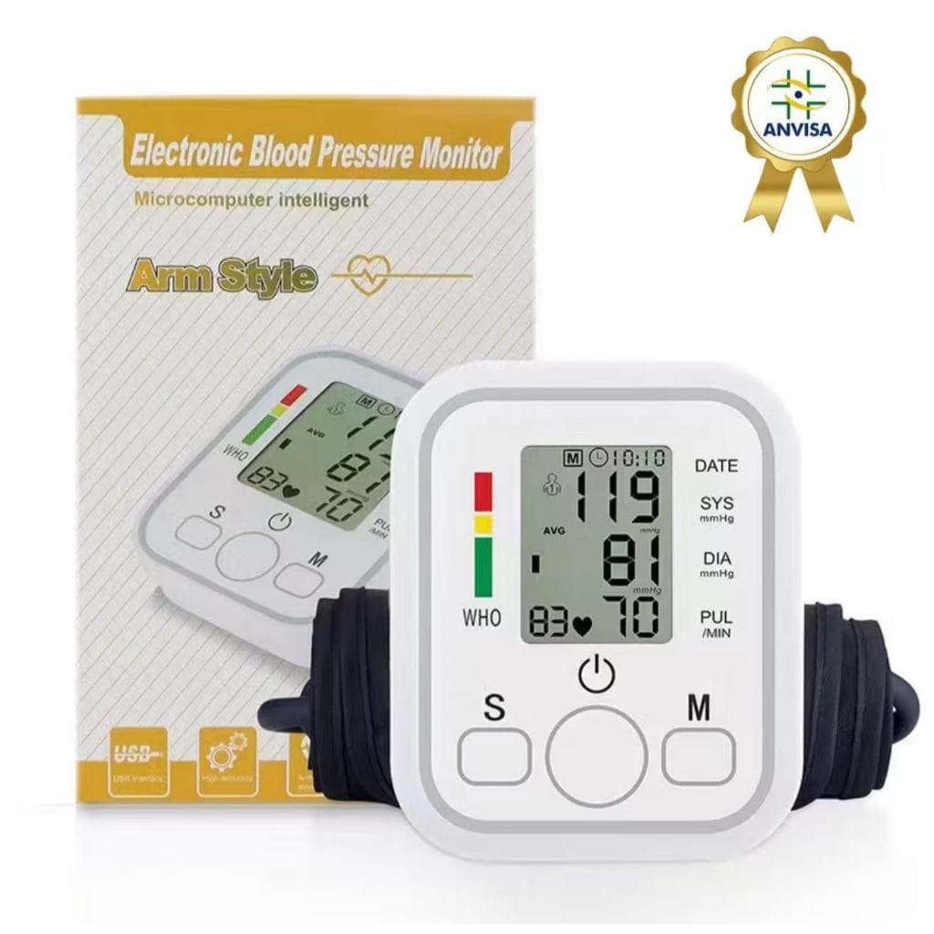 Medidor de Pressão Arterial Digital de Braço Automático Bateria Integrada Certificado ANVISA