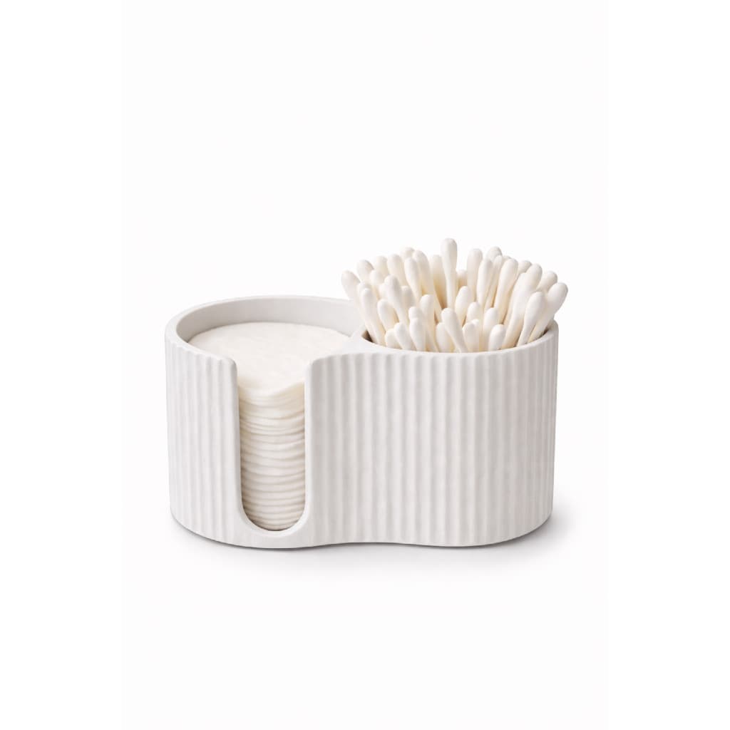 Porta Cotonetes E Algodão | Design Moderno Ondulado | Prático e Elegante | Banheiro Minimalista