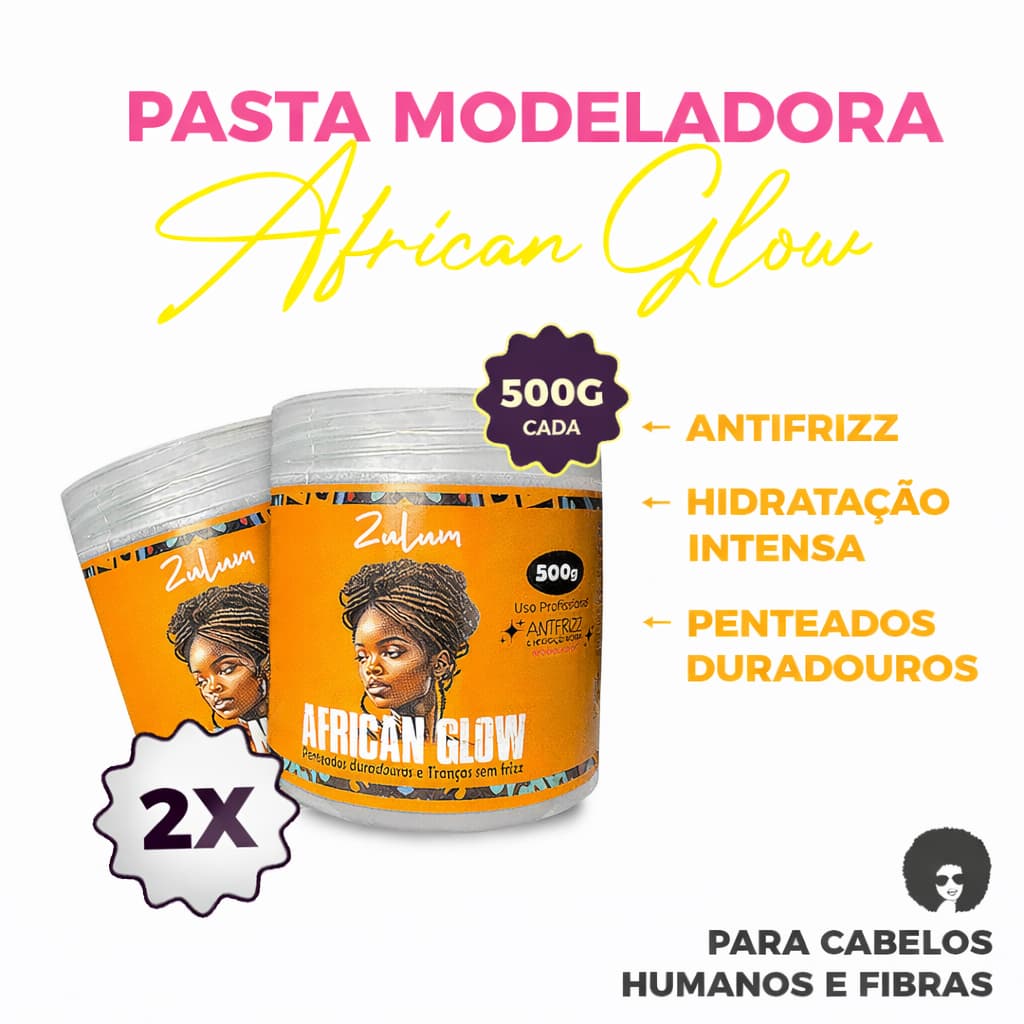 KIT 2X PASTA MODELADORAS AFRICA GLOW 500G – Efeito Gringo no Baby Hair ✨ Promoção Imperdível! 😱📦