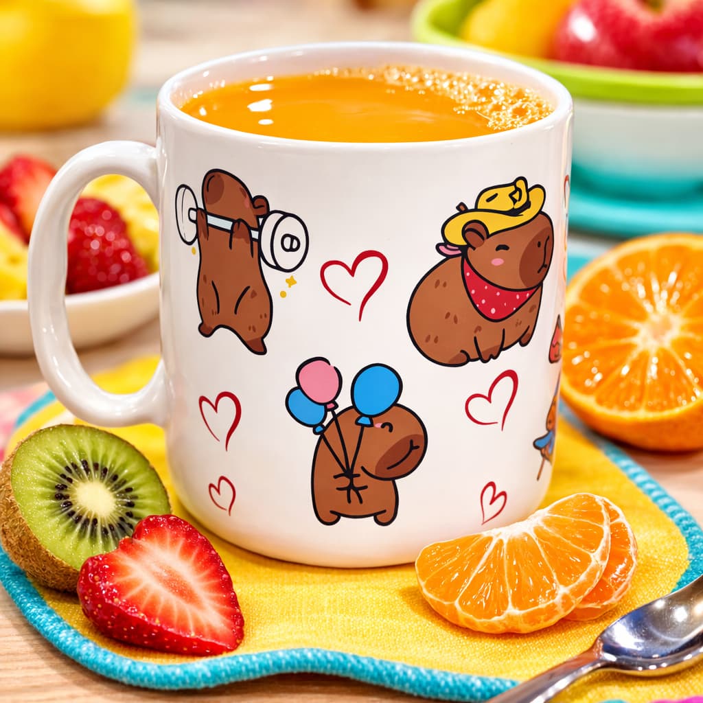 Kit 40 Caneca Plástica Infantil Decorada Tema Capivara Segurança Organização para seu Filho