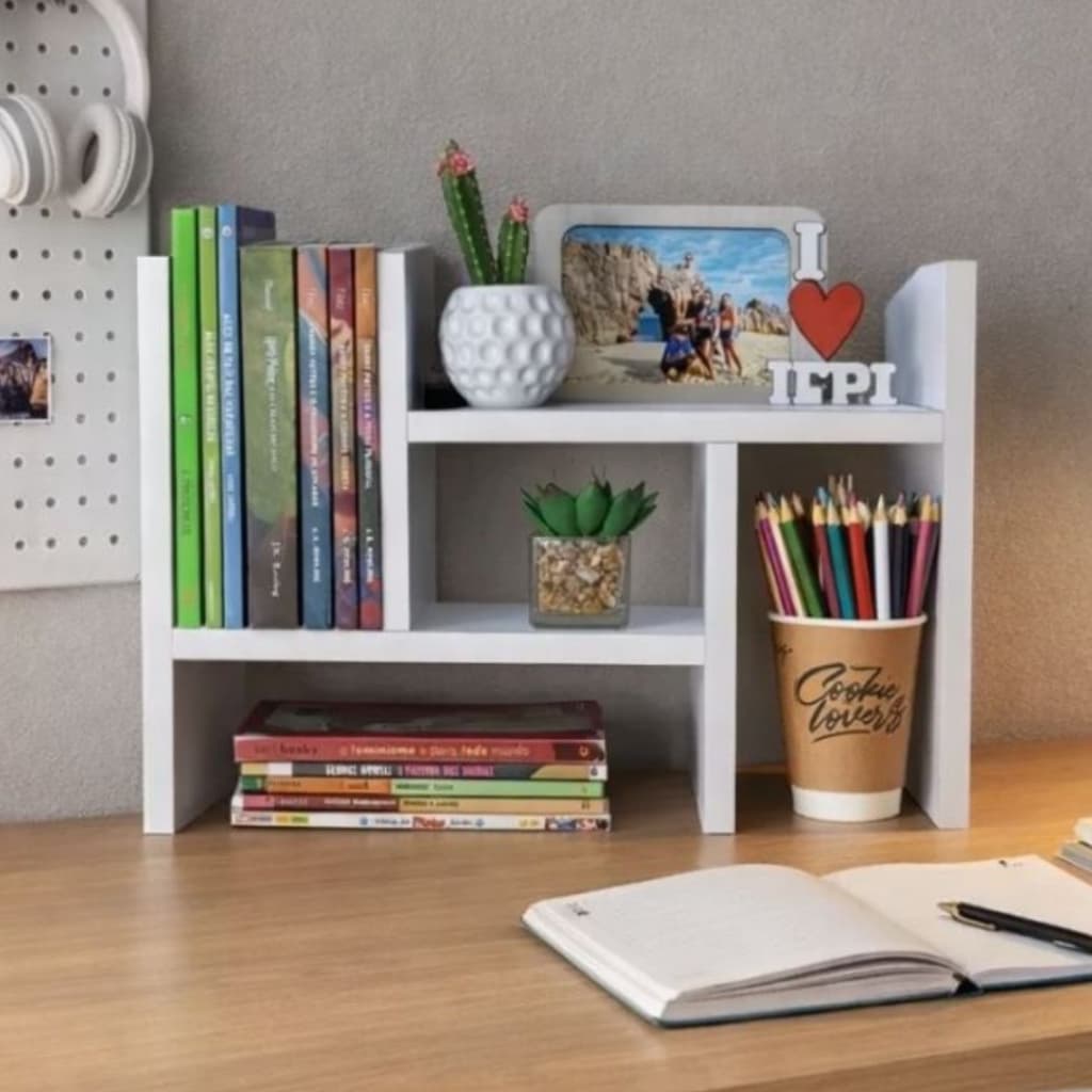 KIT 2 Nicho Organizador Mdf Ajustável Mesa Decoração Livros Quarto Escritório