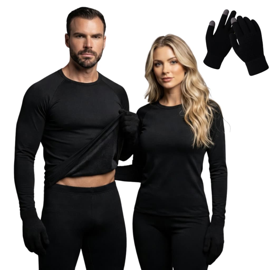 Conjunto Térmico segunda pele flanelado com luva Touch screen