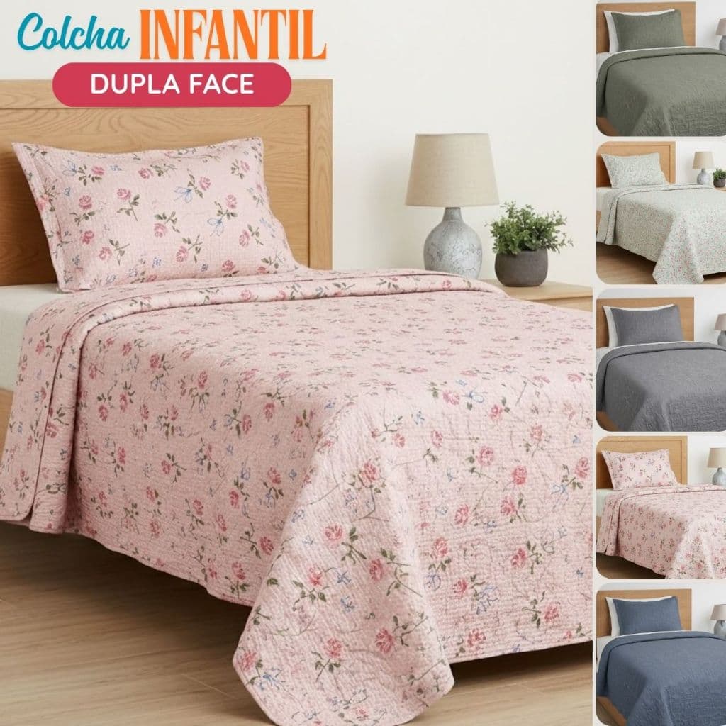 Kit Colcha Infantil Cobreleito Dupla Face Solteiro 2 peças Personagens Kids
