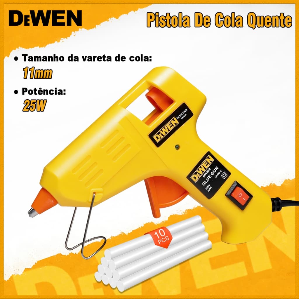 Cola Quente Pequena 25W + 10 Bastões Botão De Cola Revolver 110V/220V