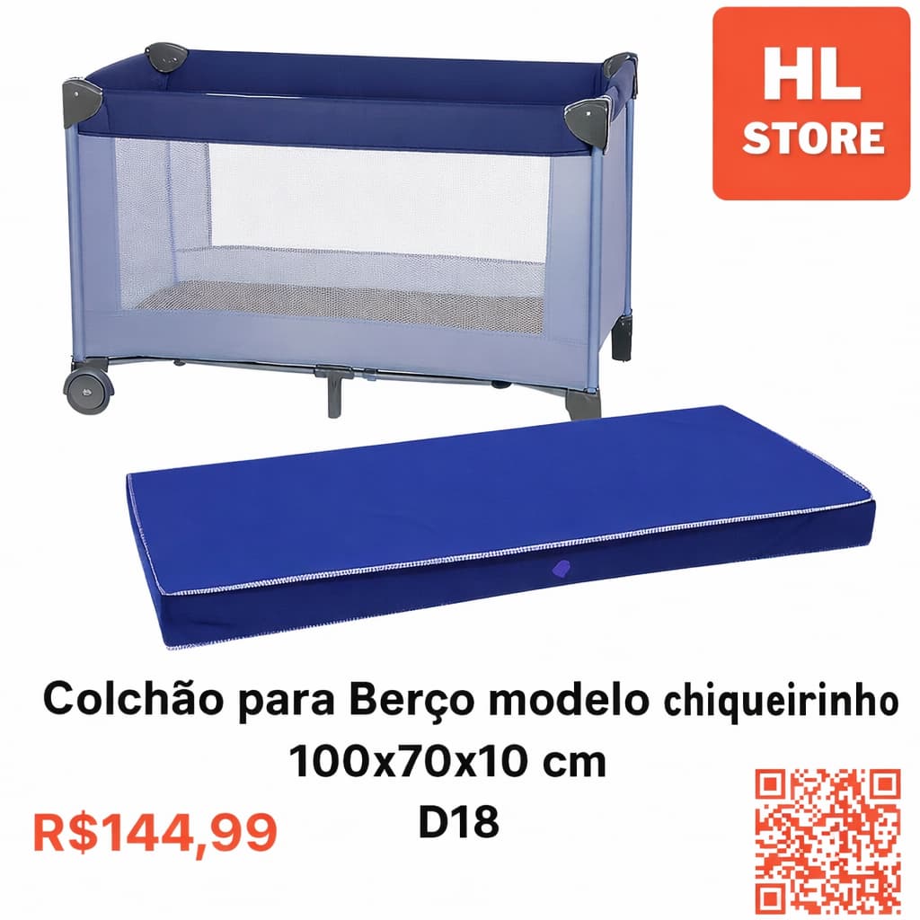 Colchão P/berço chiqueirinho/Cercadinho Hospitalar 100x70x10cm