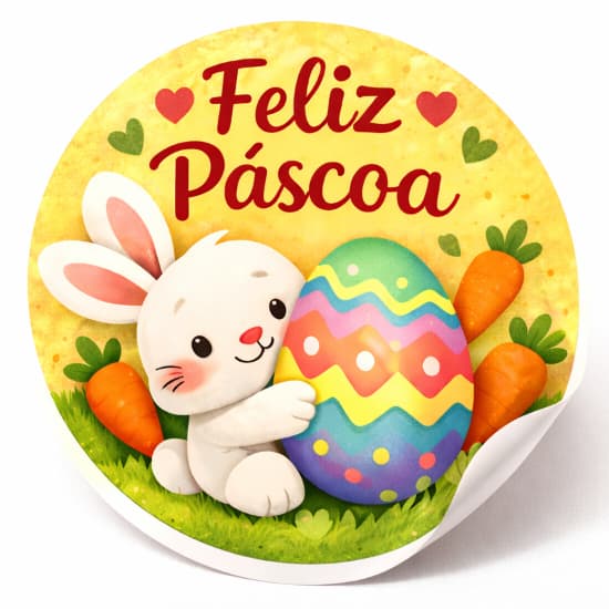 100 Adesivos Feliz Páscoa 4cm | Etiqueta Ovo de Páscoa Chocolate | Adesivo Páscoa | 52 Artes Sortida