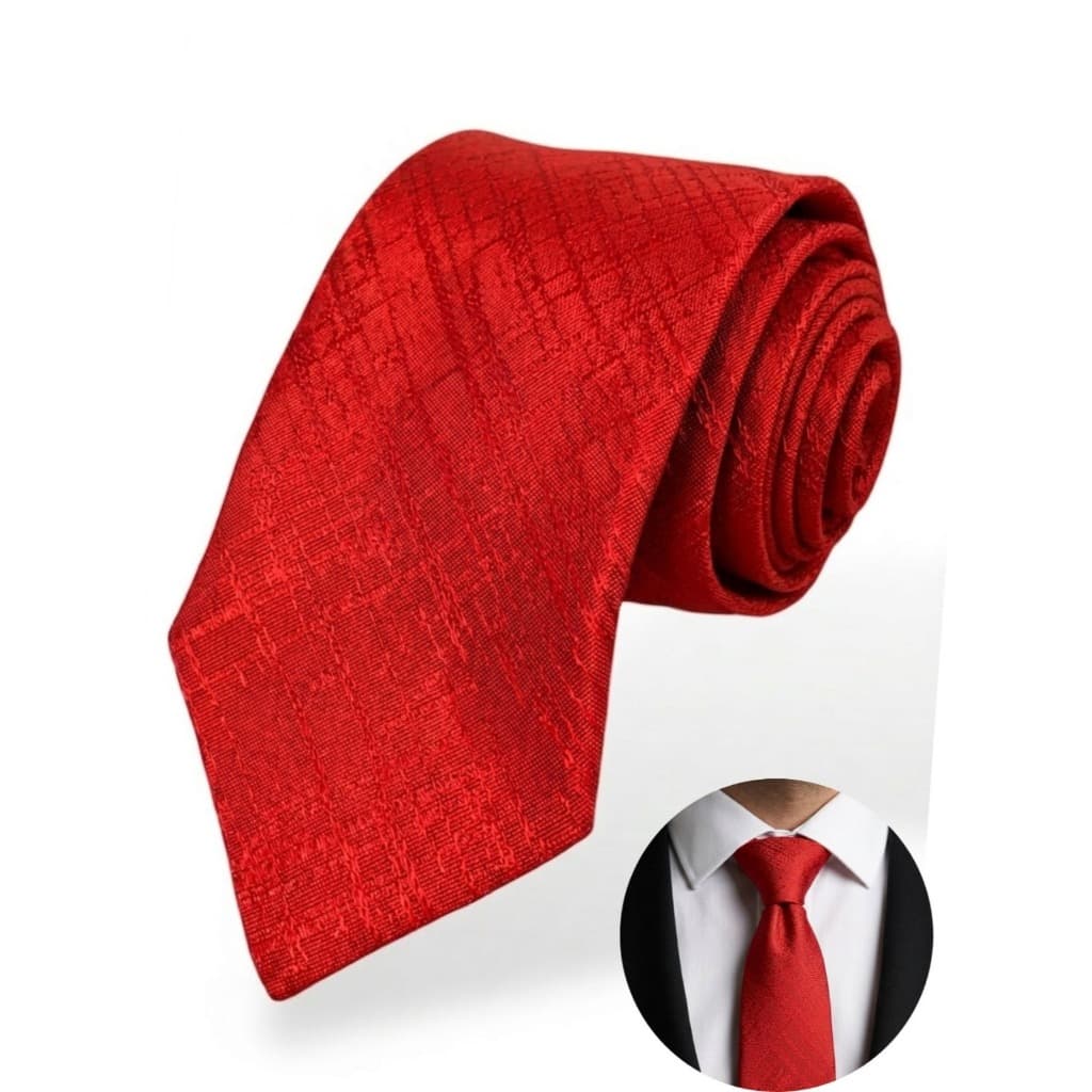 Gravata Masculina Vermelha Luxo Premium Trabalhada Para Padrinhos de Casamento, Noivos, Social