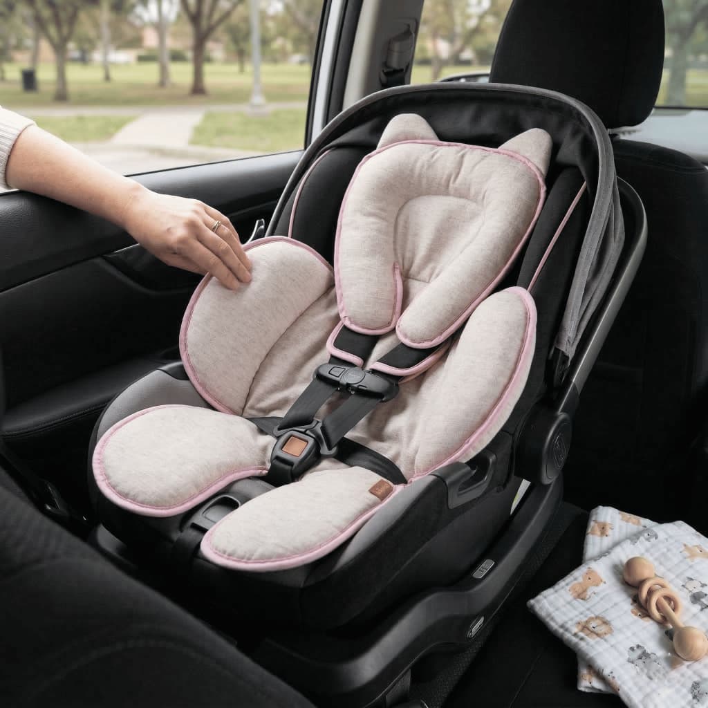 Capa de Bebê Conforto Anatômico Linho 100% Algodão Rosê Batistela Baby