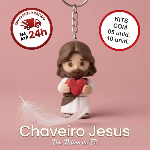 Chaveiros Jesus Cristo com Coração Yeshua Lembrancinha Batizado Primeira Comunhão Cristão Católico Evangélico