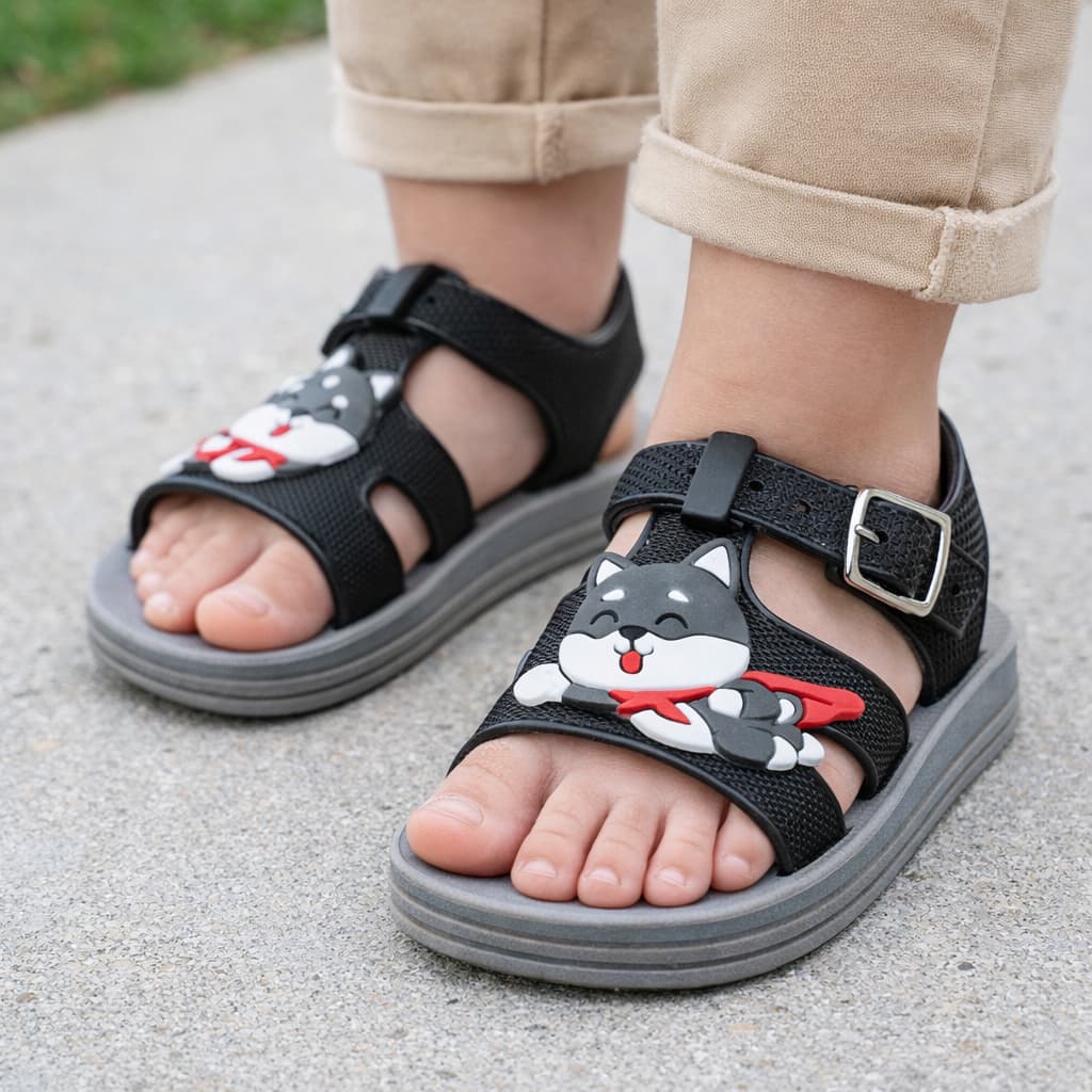 Sandália Infantil Masculino Menino Confortável Leve Super Macio Gatinho Com Fivela Antiderrapante