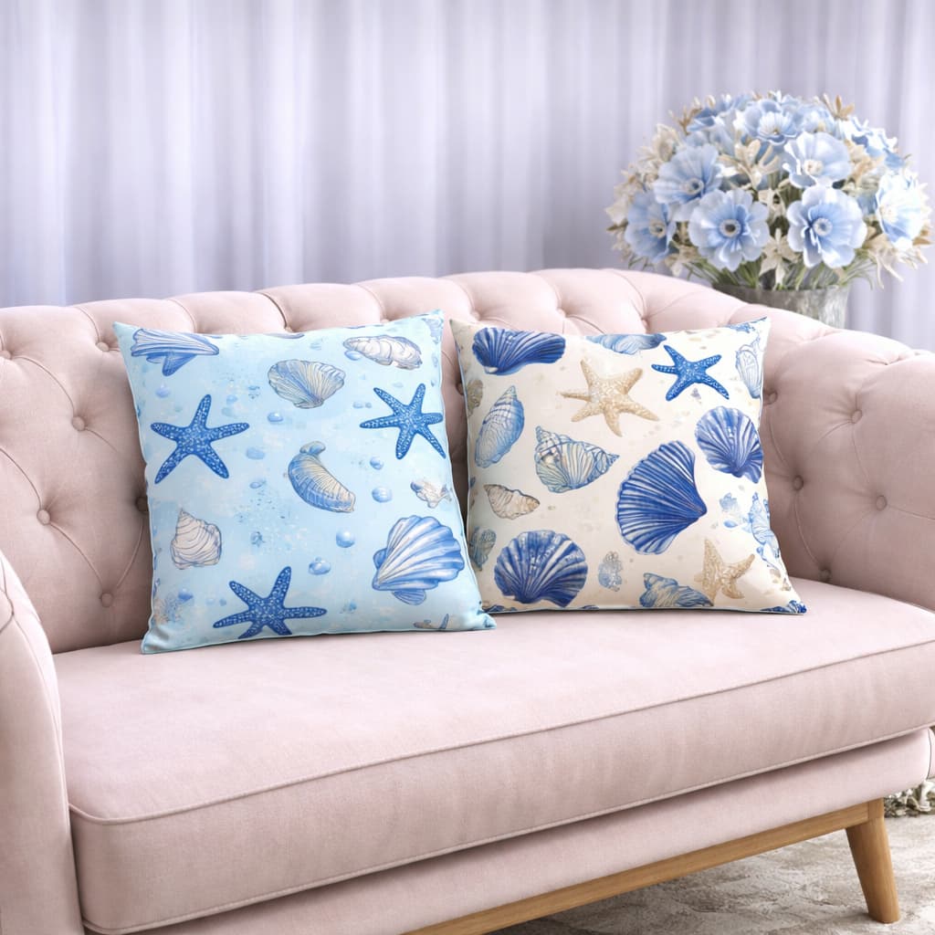 KIT 2 Capas Para Almofadas Decorativas de Luxo, Estilo Moderno Fundo do Mar Lar Amor Sublimadas 45x45