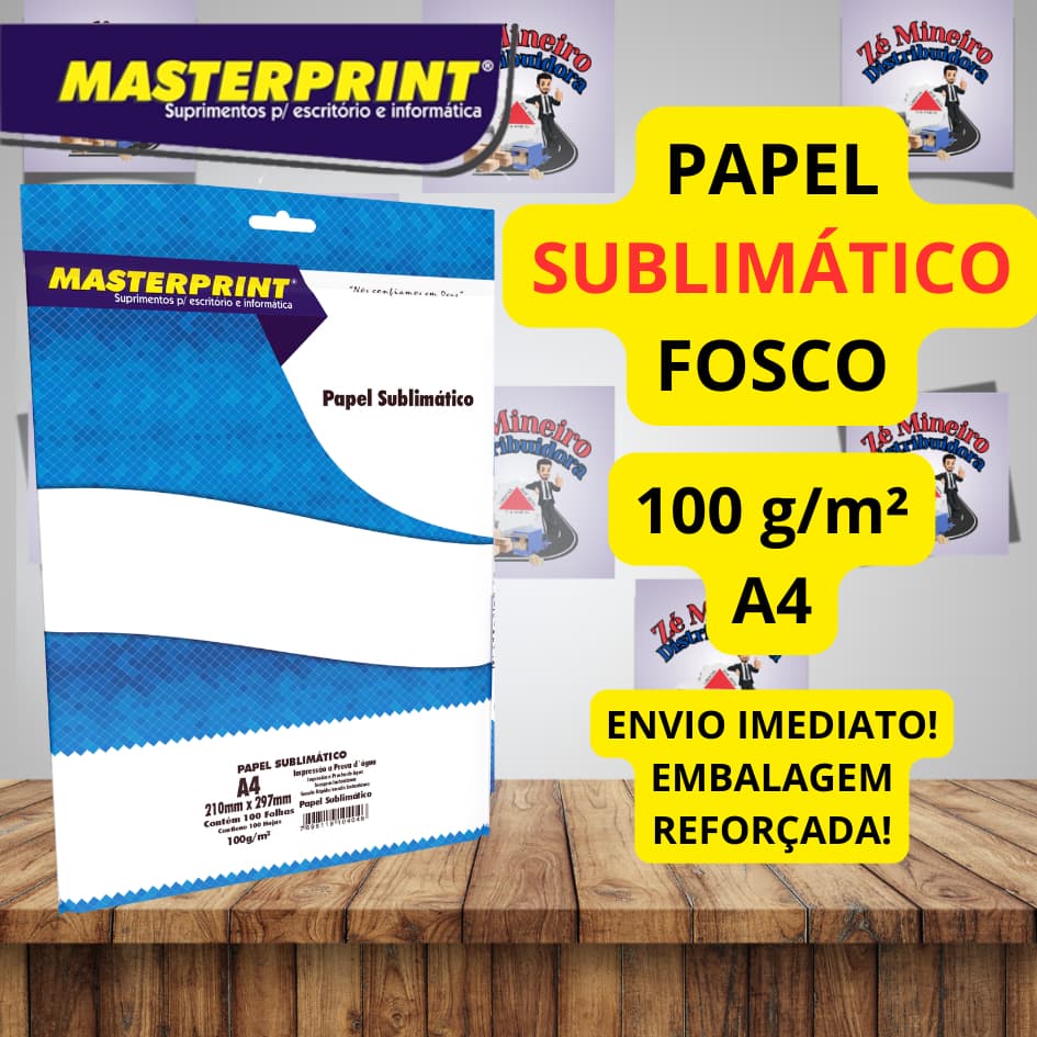 Papel Sublimatico 100g A4 Fosco Masterprint Transfer Artesanato Sublimação Canecas Squeezes Azulejo