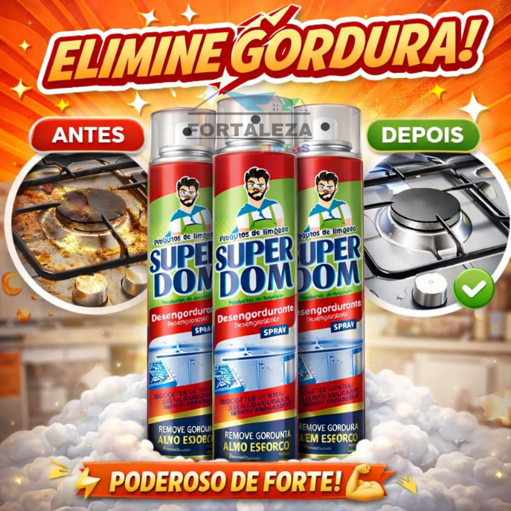 Spray Desengordurante Multiuso Spray Super Dom 300ml – Remove Gordura, Graxa e Manchas – Limpeza Profunda