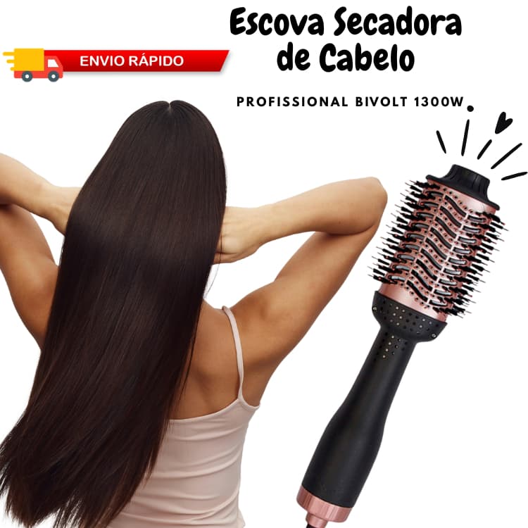 Escova Secadora Profissional 1300W Bivolt Alisa e Modela
