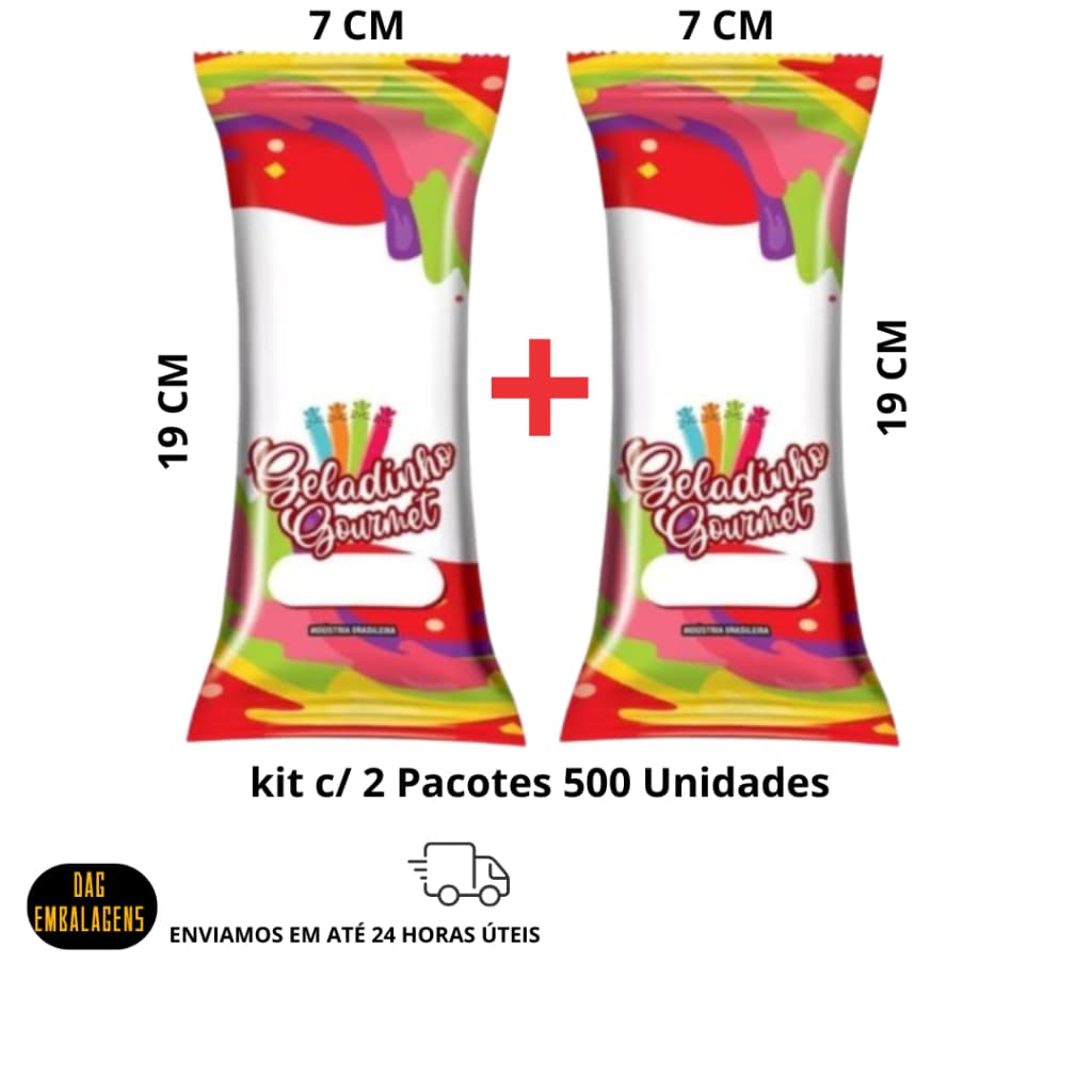 Embalagem Higiênica bopp para geladinho gourmet sacolé vermelho 7x19