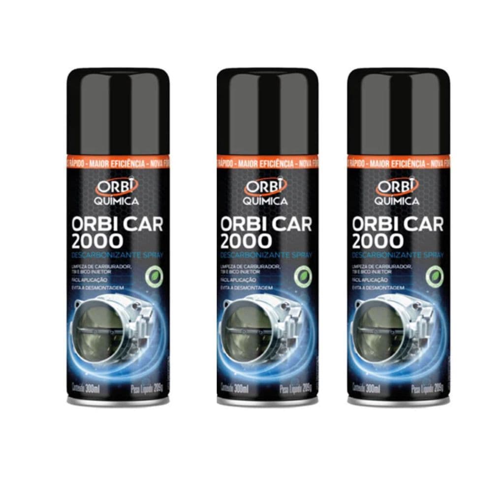 Kit 3 Descarbonizante Orbi Car 2000 - Limpeza de Carburador TBI Bico Injetor 300ml