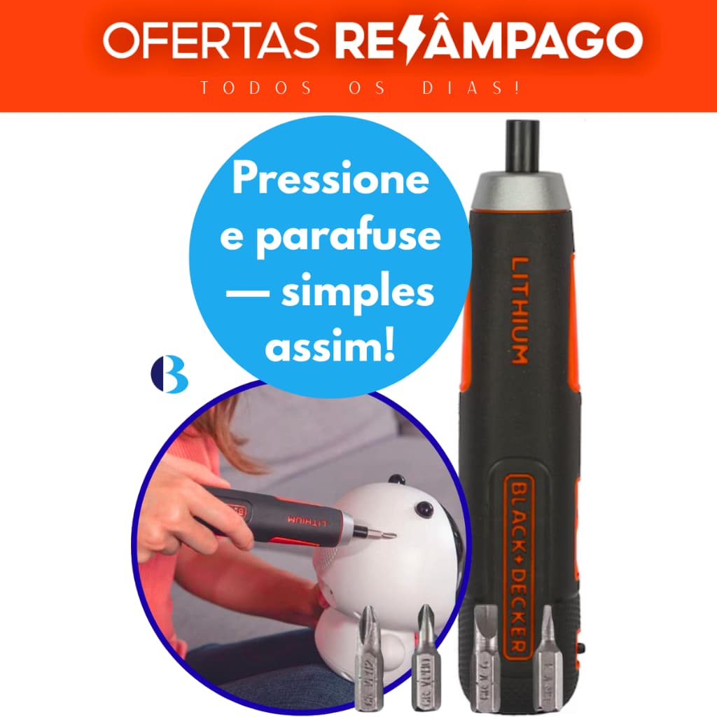 Parafusadeira Push Go 4V Sem Fio Bivolt Com Kit De Pontas - Ferramenta Ideal Para Montar Móveis!